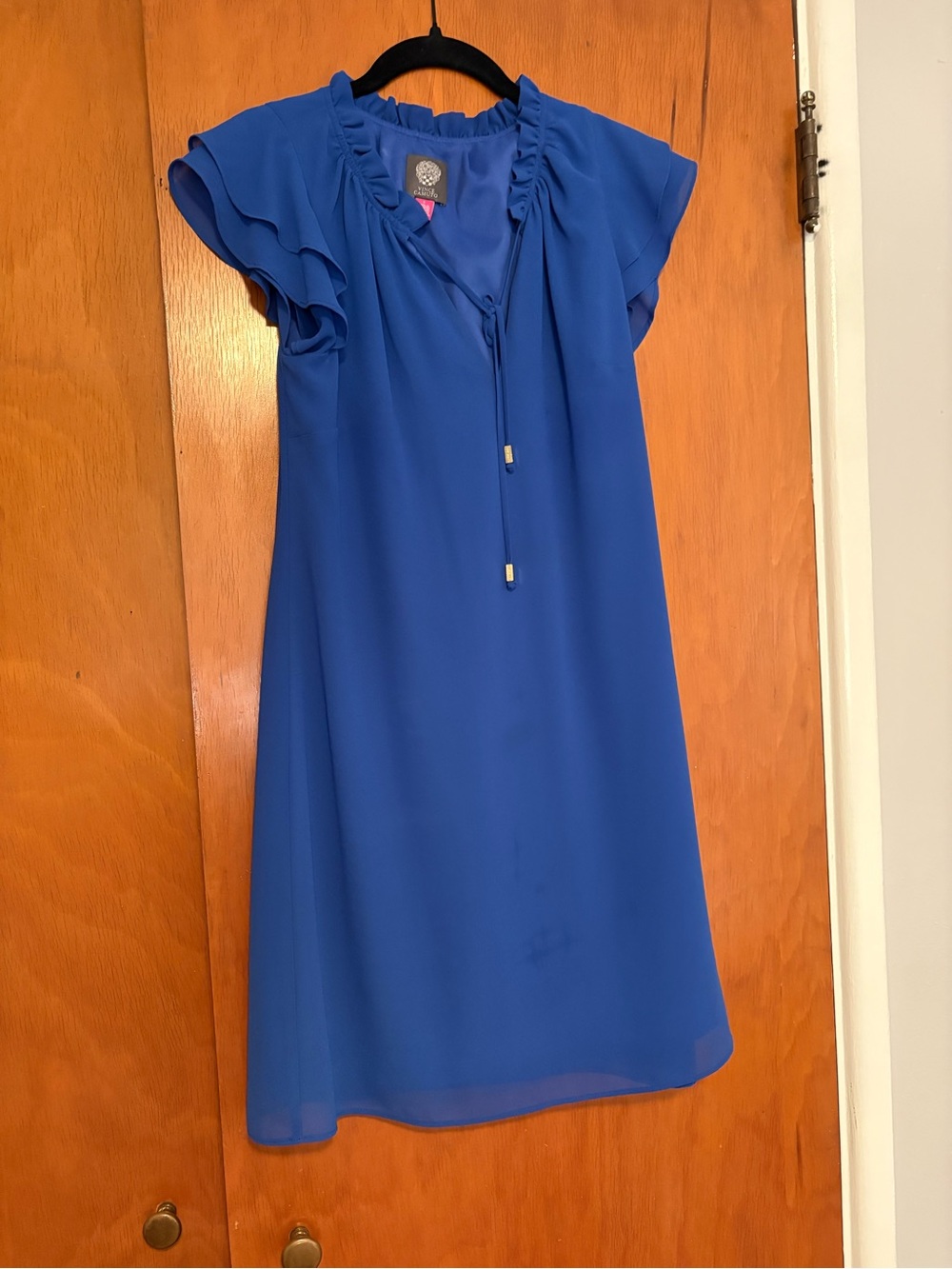 Vince Camuto Cobalt Blue Ruffle Shift Dress Size 6